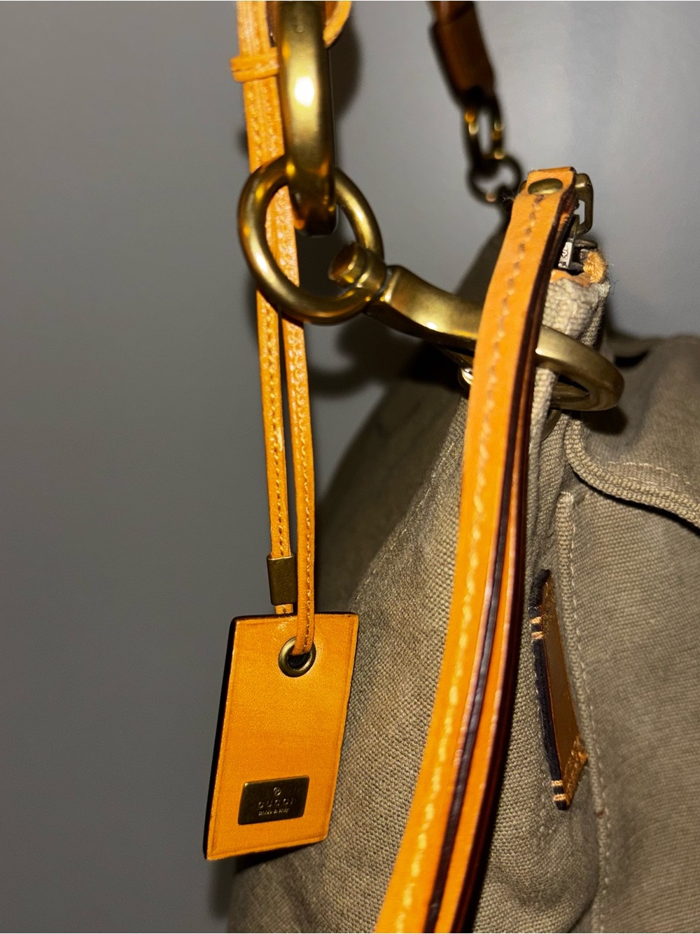 Gucci Khaki Canvas Utilitarian Shoulder Bag - Picture 6 of 12